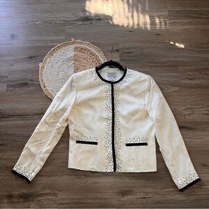 PAPELL 100% Silk Pearl-like Embellished Womens Blazer